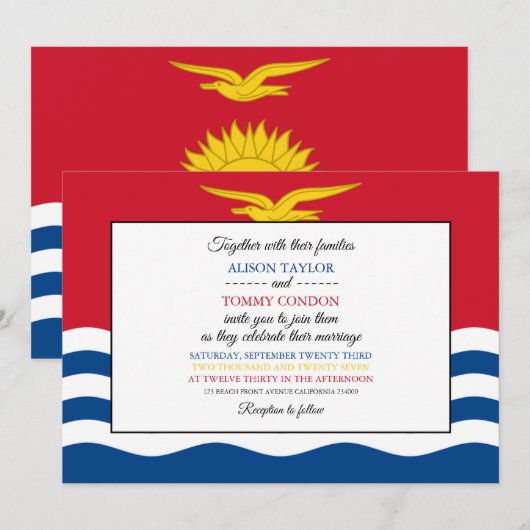 I-Kiribati Vlag, Vlag van Kiribati Huwelijk Kaart (Voorkant / Achterkant)