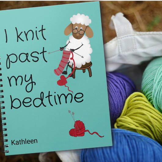 I Knit Past My Bedtime Sheep Custom Notebook Notitieboek