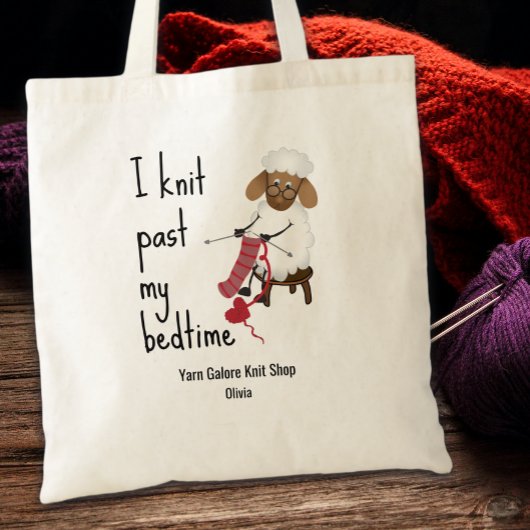 I Knit Past My Bedtime Sheep Knitting Lovers Tote Bag