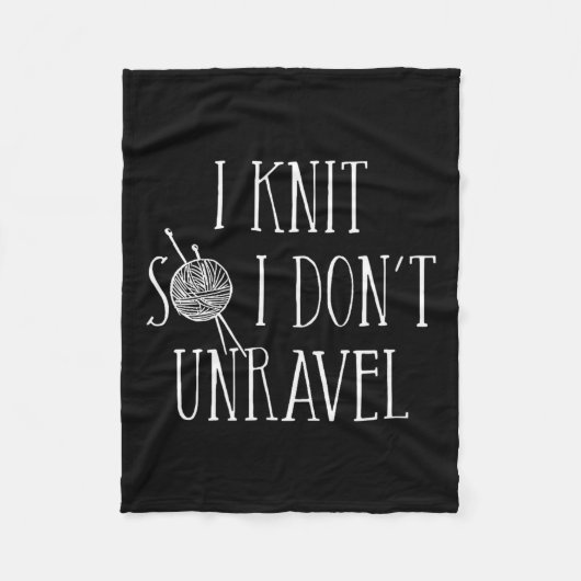 I Knit So I Don't Unravel  Fleece Deken (Voorkant)
