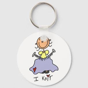 I Knit Stick Figuur Tshirts and Gifts Sleutelhanger