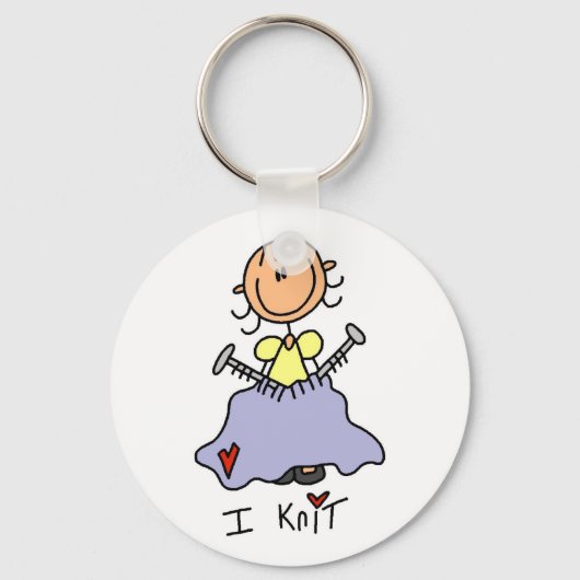 I Knit Stick Figuur Tshirts and Gifts Sleutelhanger (Voorkant)