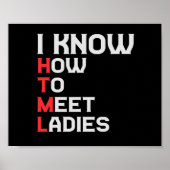 I Know HTML How To Meet Ladies Funny Coding Lover Poster (Voorkant)