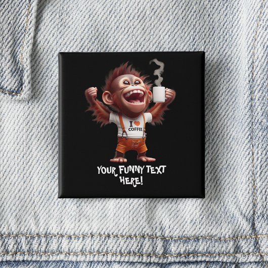 I ♥ Koffie Vierkante Button 5,1 Cm