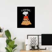 I Lava Puns Funny Geology Volcano Pun Dark BG Poster (Thuiskantoor)