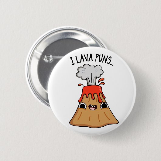 I Lava Puns Funny Geology Volcano Pun Ronde Button 5,7 Cm (Voorkant /achterkant)