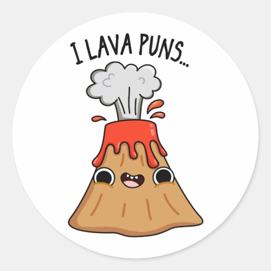 I Lava Puns Funny Geology Volcano Pun Ronde Sticker (Voorkant)