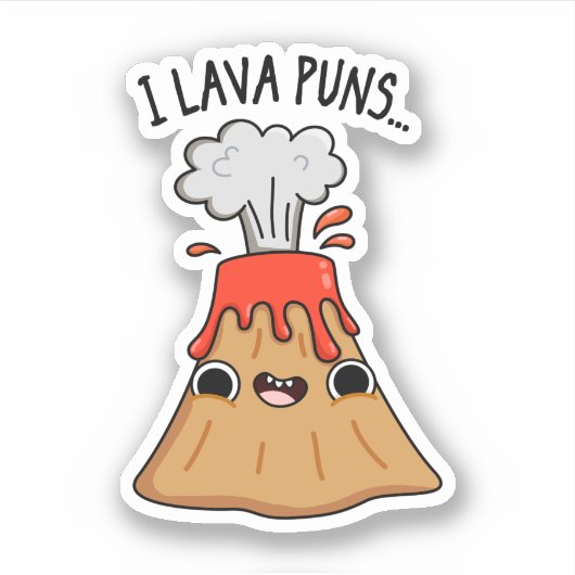 I Lava Puns Funny Geology Volcano Pun Sticker (Voorkant)