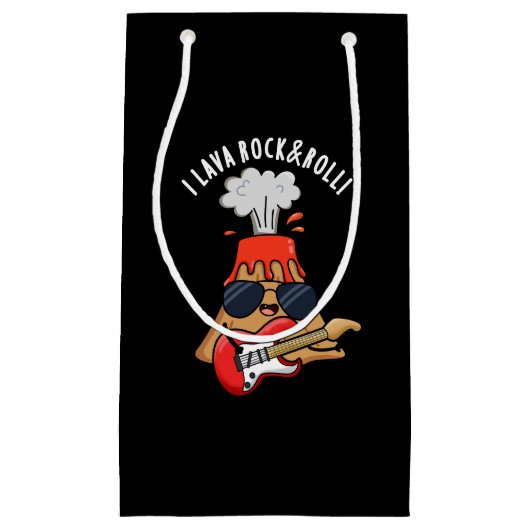 I Lava Rock and Roll Funny Volcano Pun Dark BG Klein Cadeauzakje (Voorkant)