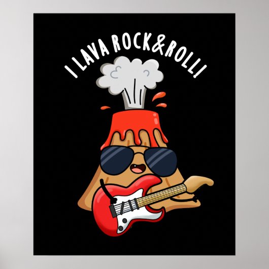 I Lava Rock and Roll Funny Volcano Pun Dark BG Poster (Voorkant)