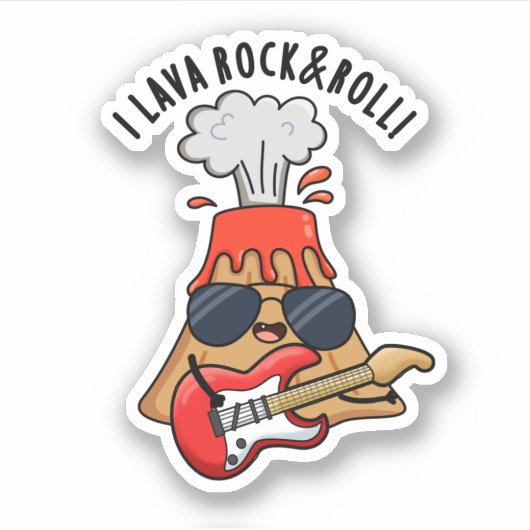 I Lava Rock en Roll Funny Volcano Pun Sticker (Voorkant)