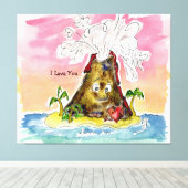 I Lava You Volcano Stretched Canvas (Insitu (Houten vloer))