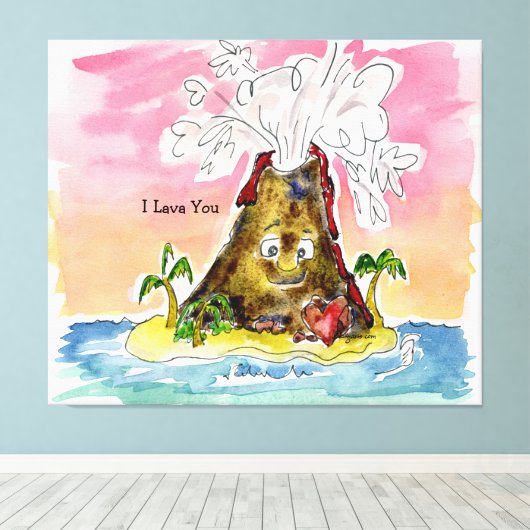 I Lava You Volcano Stretched Canvas (Insitu (Houten vloer))