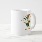 I Letter Gold Monogram | Floral-orchideeën Grote Koffiekop (Voorkant rechts)