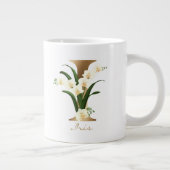 I Letter Gold Monogram | Floral-orchideeën Grote Koffiekop (Rechts)