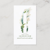 I Letter Monogram Gold Greenery Leaves Elegant Visitekaartje (Voorkant)