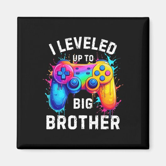 I Leveled Up To Big Brother Funny Gamer Splash Art Magneet (Voorkant)