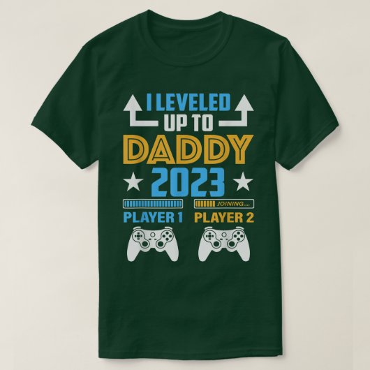 I Leveled Up To Daddy 2023 Funny Soon To Be Dad 20 T-shirt (Design voorkant)