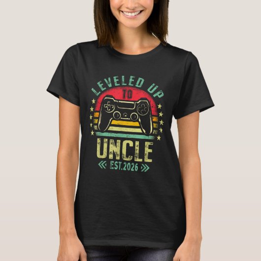 I Leveled Up To Uncle 2026 Promoted To Uncle Level T-shirt (Voorkant)