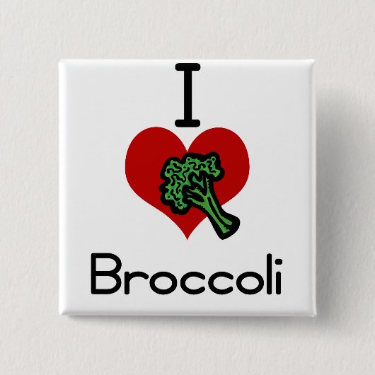 I liefde-hart broccoli vierkante button 5,1 cm (Voorkant)
