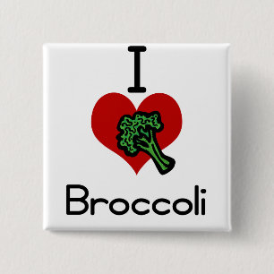 I liefde-hart broccoli vierkante button 5,1 cm
