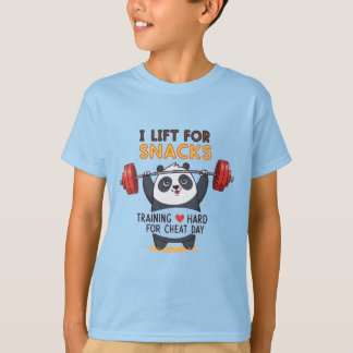 I Lift for Snacks - Grappig Panda Gym Ontwerp voor T-shirt
