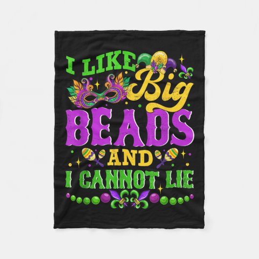 I Like Big Beads And I Cannot Lie, Mardi Gras Carn Fleece Deken (Voorkant)