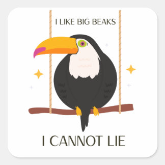 I like big beaks I cannot lie Toucan Vierkante Sticker
