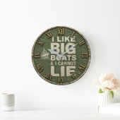 I Like Big Boats & I Cannot Lie Boating Nautical Grote Klok (Huis)