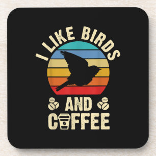 I like Birds & Coffee Funny vintage Birds theme lo Bier Onderzetter