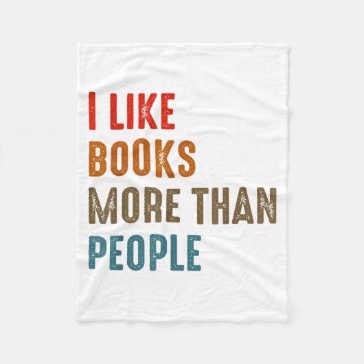 I Like Books More Than People Funny Book Lovers Bo Fleece Deken (Voorkant)