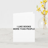 I Like Books More Than People Funny Book Lovers Bo Kaart (Gele Bloem)