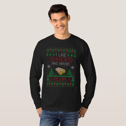 I Like Burrito And Maybe 3 People Ugly Christmas T-shirt (Voorkant volledig)
