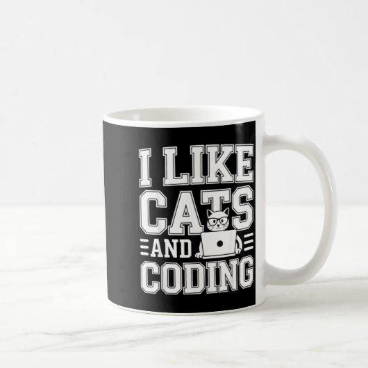 I Like Cats And Coding Programmer On Tech _-  Koffiemok (Rechts)