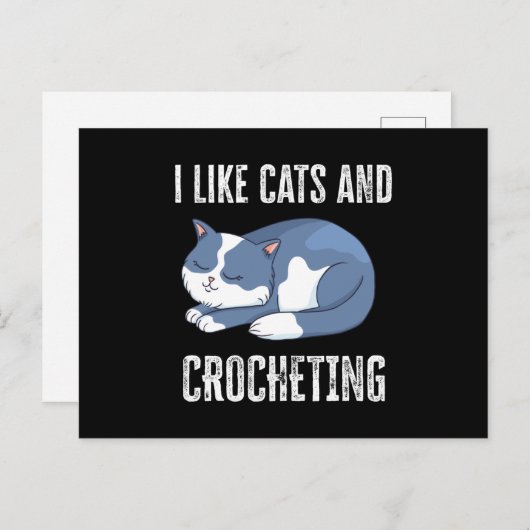 I like Cats and Crocheting Gift Briefkaart (Voorkant / Achterkant)