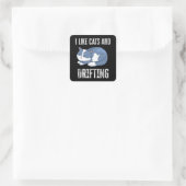 I like Cats and Drifting Gift Vierkante Sticker (Tas)