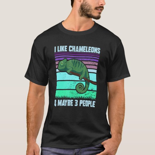 I Like Chameleons Maybe 3 People  Quote Lizard Gra T-shirt (Voorkant)