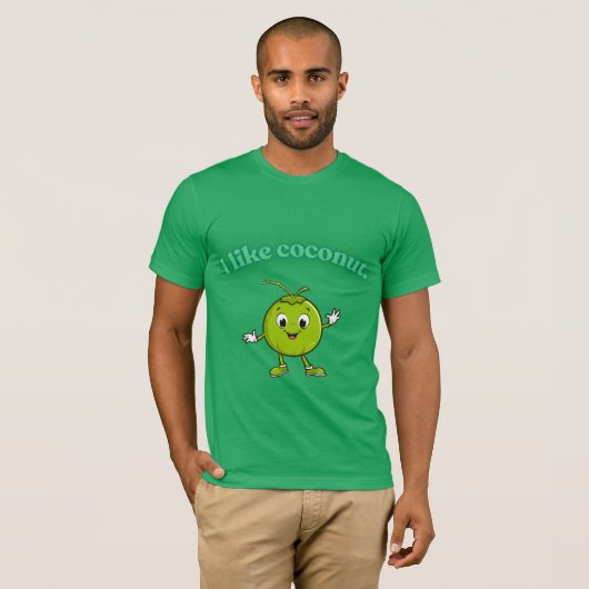  I Like Coconut - Cute Cartoon Coconut Funny T-Shi T-shirt (Voorkant volledig)