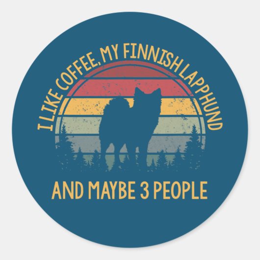 I like coffee and my Finnish Lapphund Finnischer Ronde Sticker (Voorkant)