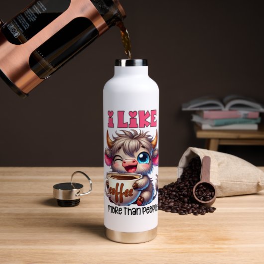 I Like Coffee More Than People Waterfles (Koffie (Gedraaid) )
