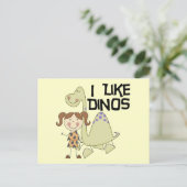 I LIke Dinos-GIrl Tshirts en Gifts Briefkaart (Staand voorkant)
