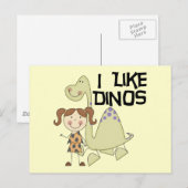 I LIke Dinos-GIrl Tshirts en Gifts Briefkaart (Voorkant / Achterkant)