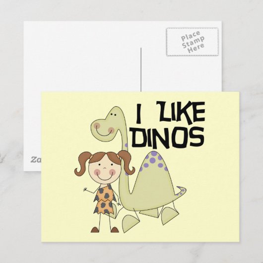 I LIke Dinos-GIrl Tshirts en Gifts Briefkaart (Voorkant / Achterkant)