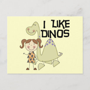 I LIke Dinos-GIrl Tshirts en Gifts Briefkaart