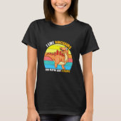 I Like Dinosaurs And Maybe 3 People Sunset Dino T-shirt (Voorkant)
