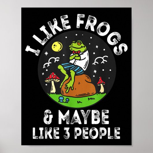 I Like Frogs And Maybe 3 People Frog Lover Retro V Poster (Voorkant)