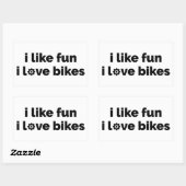 I Like Fun I Love Bikes Rechthoekige Sticker (Vel)