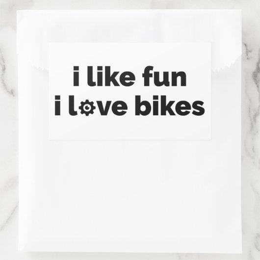 I Like Fun I Love Bikes Rechthoekige Sticker (Tas)