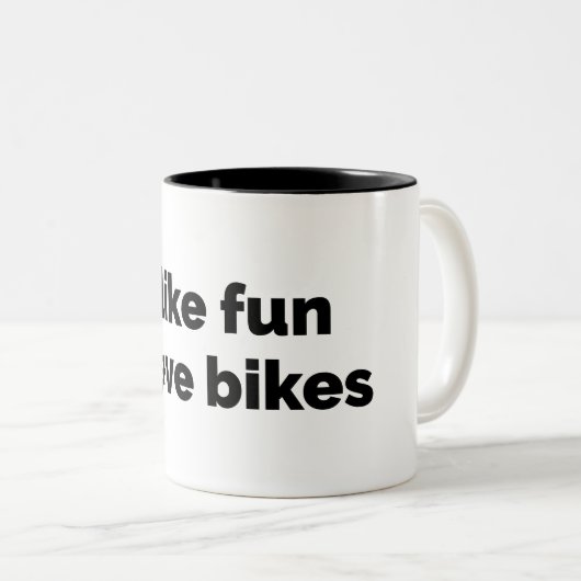I Like Fun I Love Bikes Tweekleurige Koffiemok (Voorkant rechts)