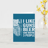 I Like Guns Beer Maybe 3 People Funny Drinking Kaart (Gele Bloem)
